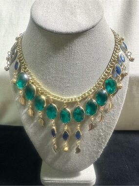 🔥Upcycled Glass Dangle Bib Necklace •••One of One